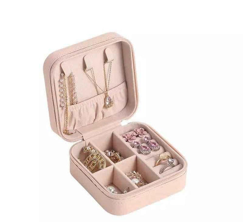 Mini Leather Jewelry Case, Elegant Travel Cosmetic Box, Small Portable Jewelry Storage Organizer, PU Leather Earring, Ring, and Necklace Holder.