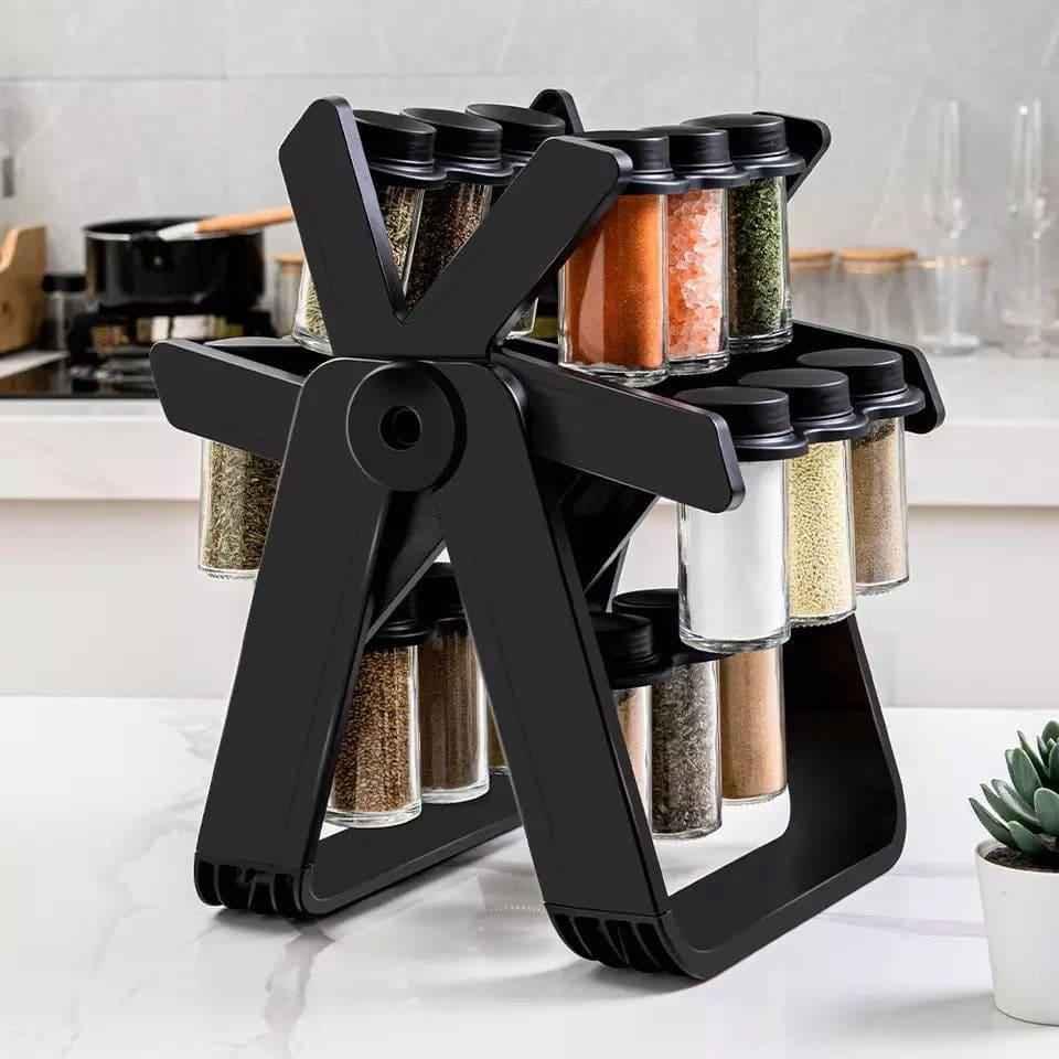 18-Piece Spice Jar Set with Rotating Rack.