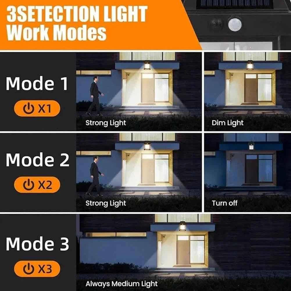 Solar Outdoor Lamp with Tungsten Filament, Waterproof Smart Induction Lantern, Wireless Dusk-to-Dawn Wall Light, Motion Sensor Porch Light for Gardens, Courtyards, and Villas, Sun-Powered Motion Detection Light.