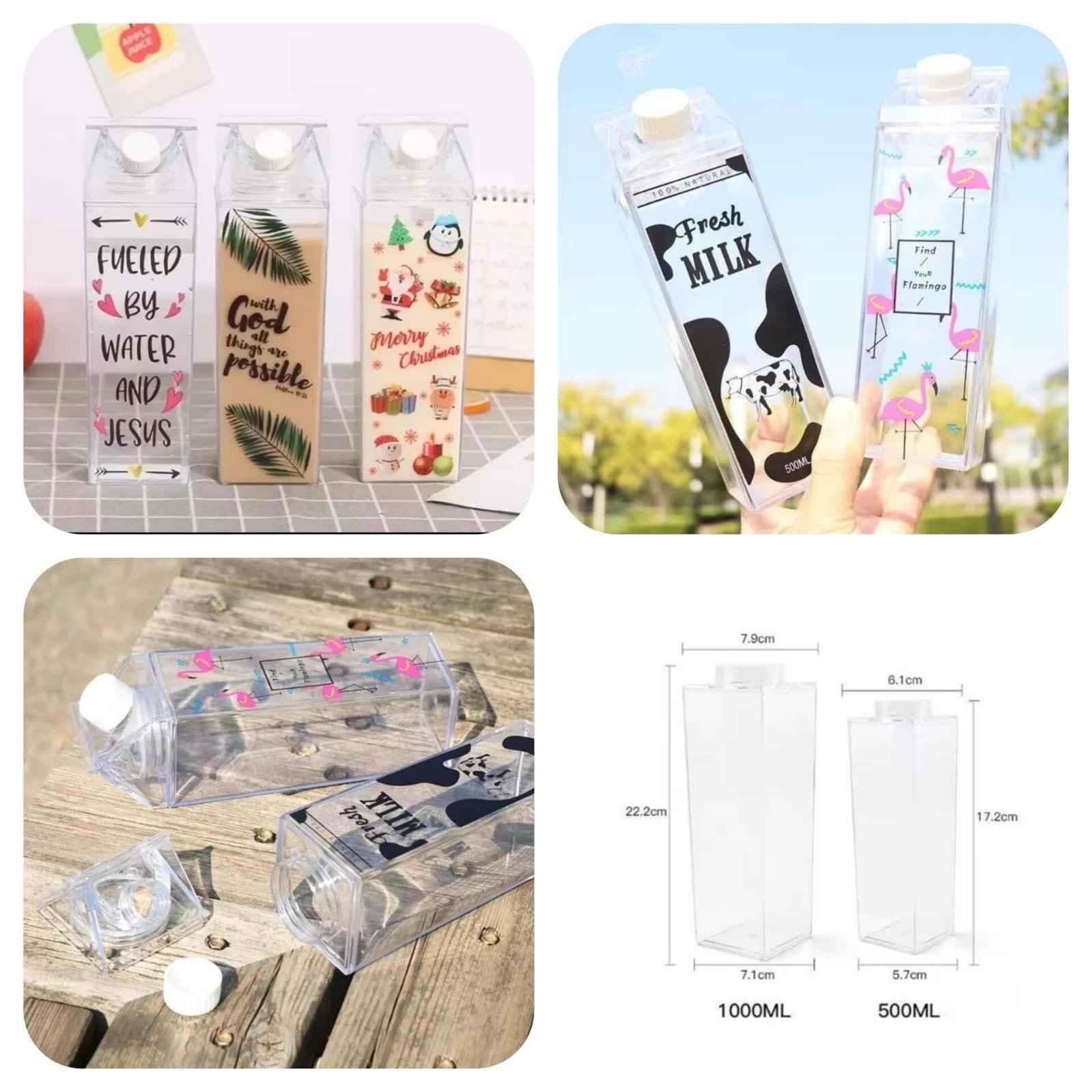 Transparent Milk Bottle, Portable Juice Bottle, Acrylic Detox Water Bottle.