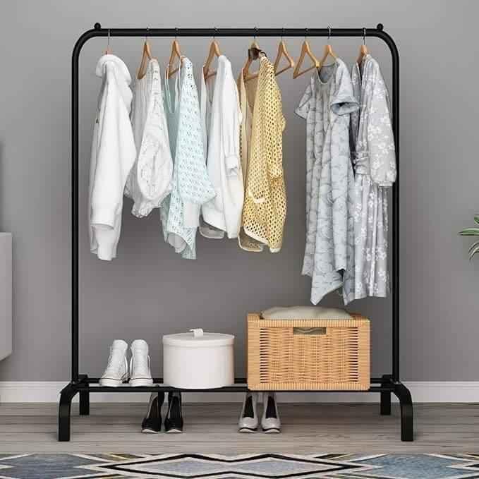 Stylish Iron Coat Rack Clothes Hanger, Floor Stand Drying Rack, Simple Clothes Storage Shelf.