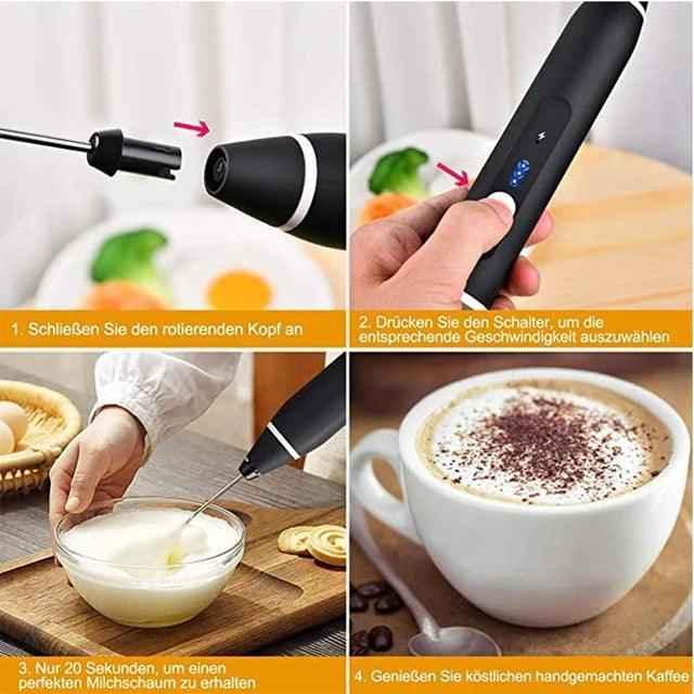 2 in 1 Portable USB Rechargeable Milk Frother and Egg Beater, Handheld Coffee Mixer and Kitchen Blender.