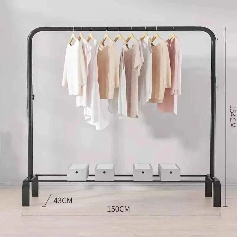 Stylish Iron Coat Rack Clothes Hanger, Floor Stand Drying Rack, Simple Clothes Storage Shelf.