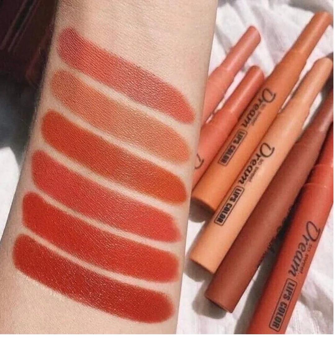 6pcs Matte Velvet Lipstick Set - Long-Lasting, Waterproof, and Moisturizing Non-Stick Lipstick Set.