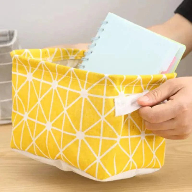 Mini Cotton Foldable Desktop Storage Basket.