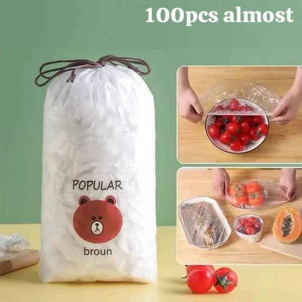 100-Pack of Stretchable Plastic Bowl Covers.
