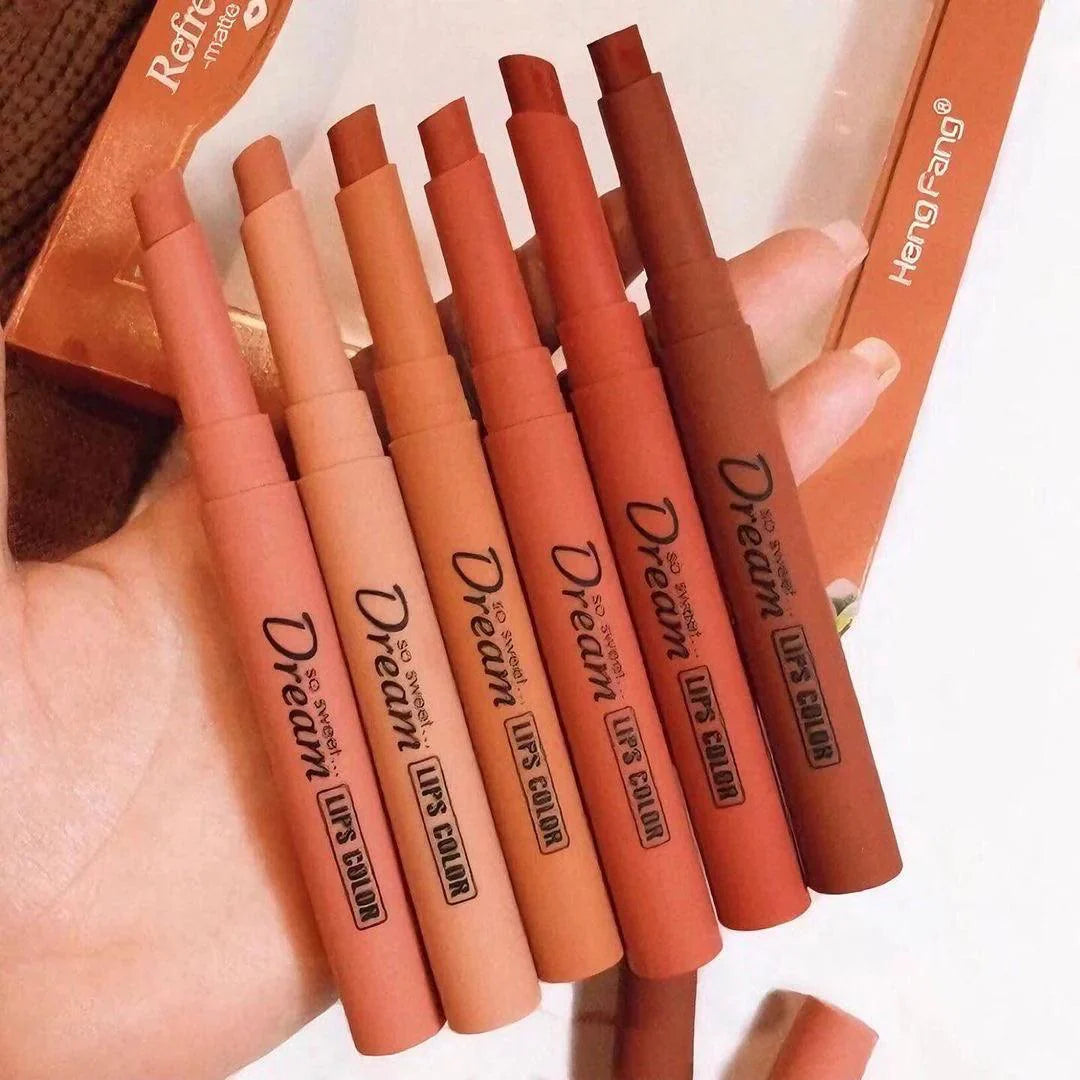 6pcs Matte Velvet Lipstick Set - Long-Lasting, Waterproof, and Moisturizing Non-Stick Lipstick Set.