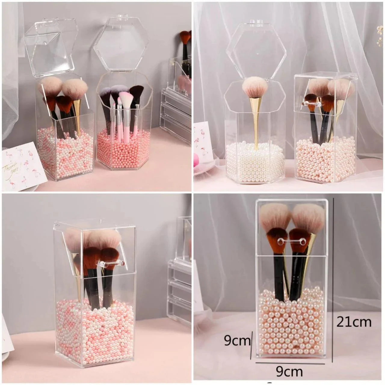 Acrylic Pearl Cosmetic Brush Holder.