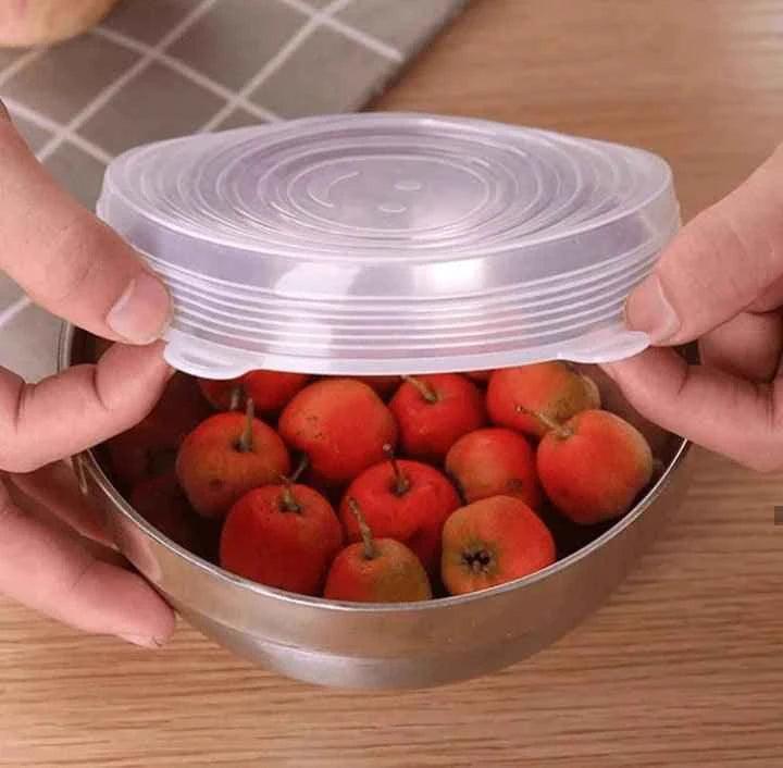 Pack Of 6 Round Silicone Stretch Lids, Transparent Silicone Food Sealing Cover, Reusable Durable Food Storage Covers for Bowls, Cups, Cans.