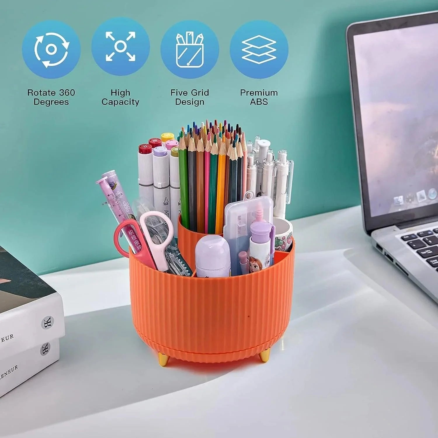 360°Rotating Desktop Makeup Brushes Organizer.