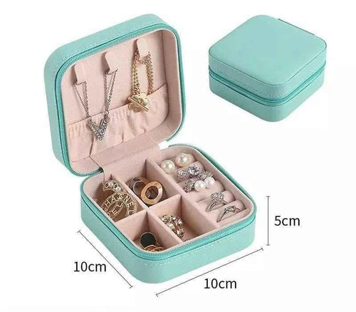 Mini Leather Jewelry Case, Elegant Travel Cosmetic Box, Small Portable Jewelry Storage Organizer, PU Leather Earring, Ring, and Necklace Holder.