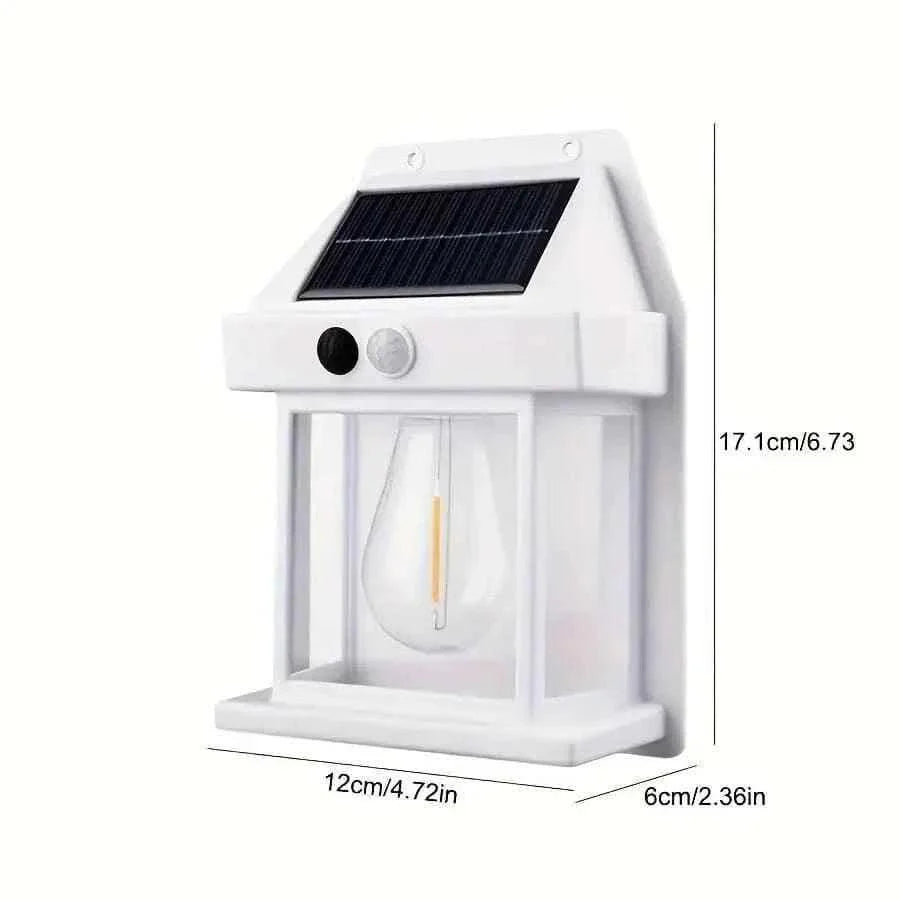 Solar Outdoor Lamp with Tungsten Filament, Waterproof Smart Induction Lantern, Wireless Dusk-to-Dawn Wall Light, Motion Sensor Porch Light for Gardens, Courtyards, and Villas, Sun-Powered Motion Detection Light.
