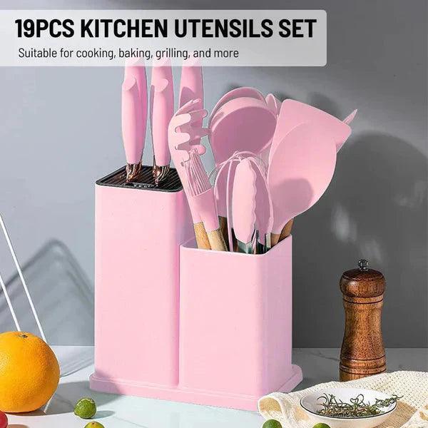 19Pcs Silicone Kitchen Utensils Set.
