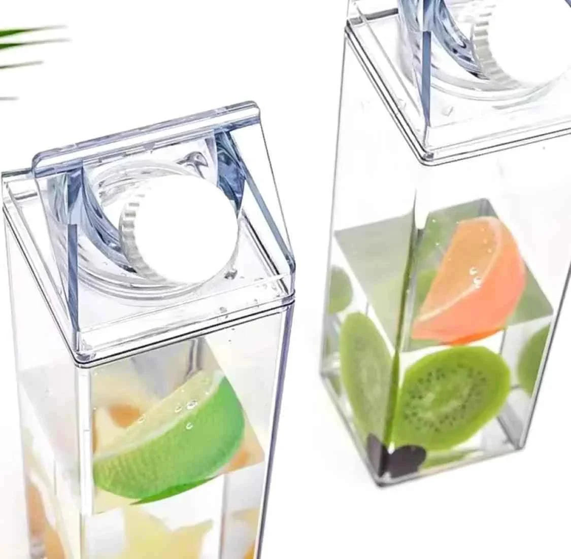 Transparent Milk Bottle, Portable Juice Bottle, Acrylic Detox Water Bottle.