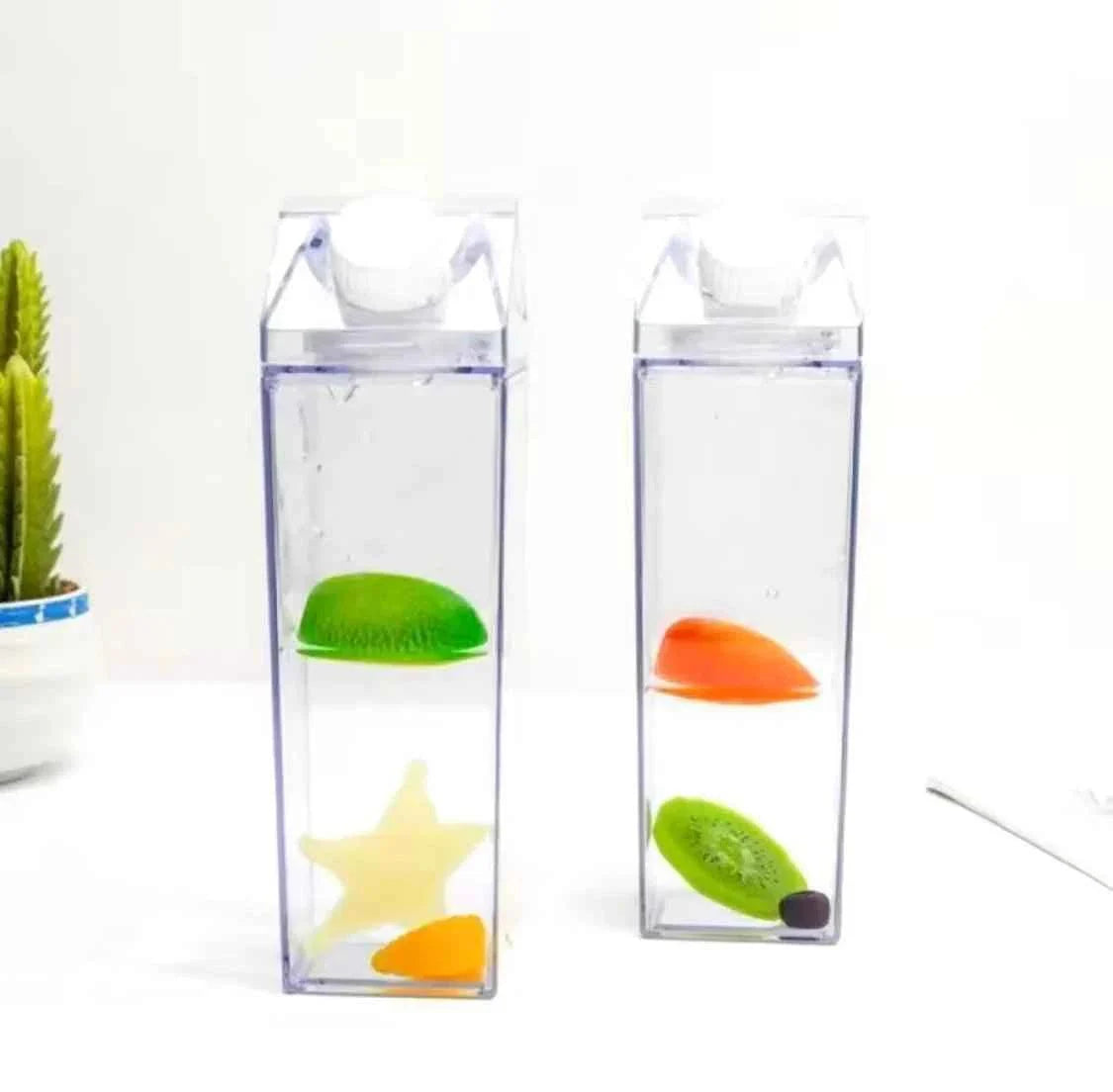 Transparent Milk Bottle, Portable Juice Bottle, Acrylic Detox Water Bottle.