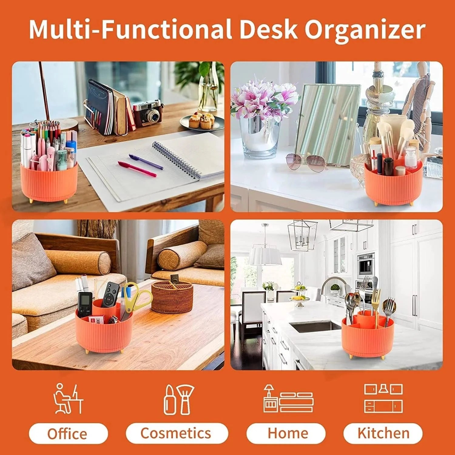 360°Rotating Desktop Makeup Brushes Organizer.