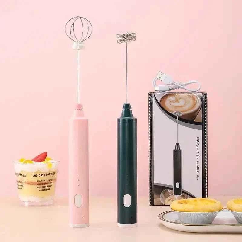 2 in 1 Portable USB Rechargeable Milk Frother and Egg Beater, Handheld Coffee Mixer and Kitchen Blender.