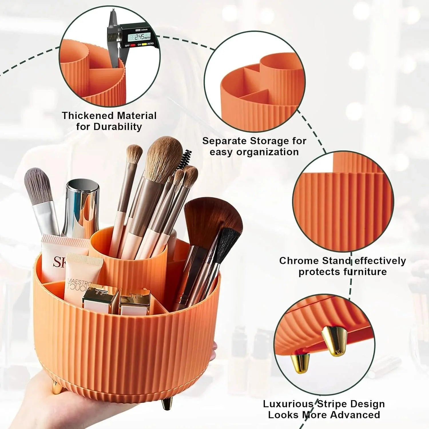 360°Rotating Desktop Makeup Brushes Organizer.