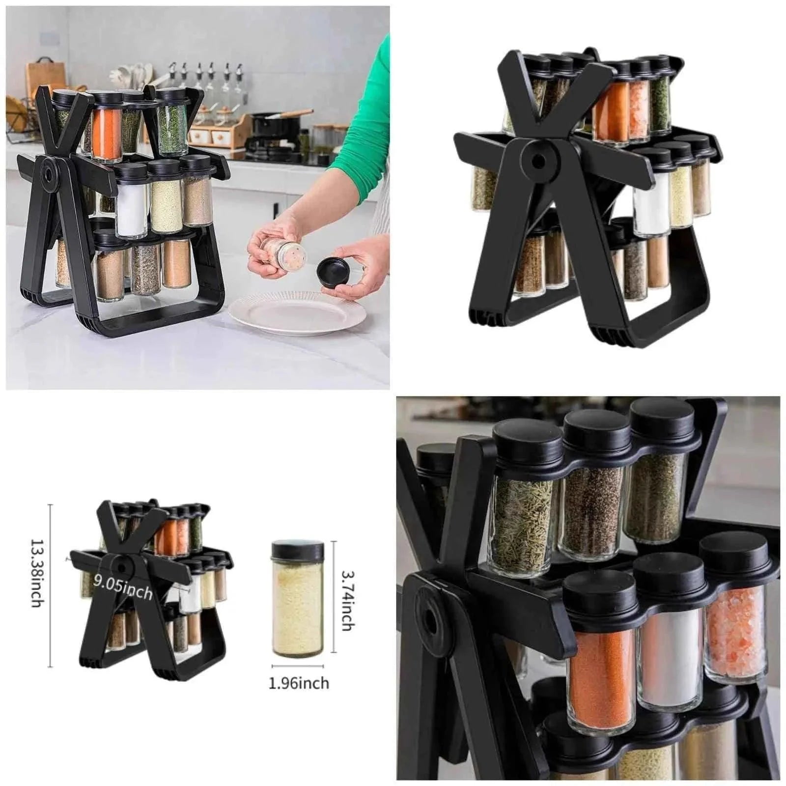 18-Piece Spice Jar Set with Rotating Rack.