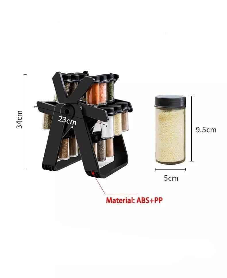 18-Piece Spice Jar Set with Rotating Rack.