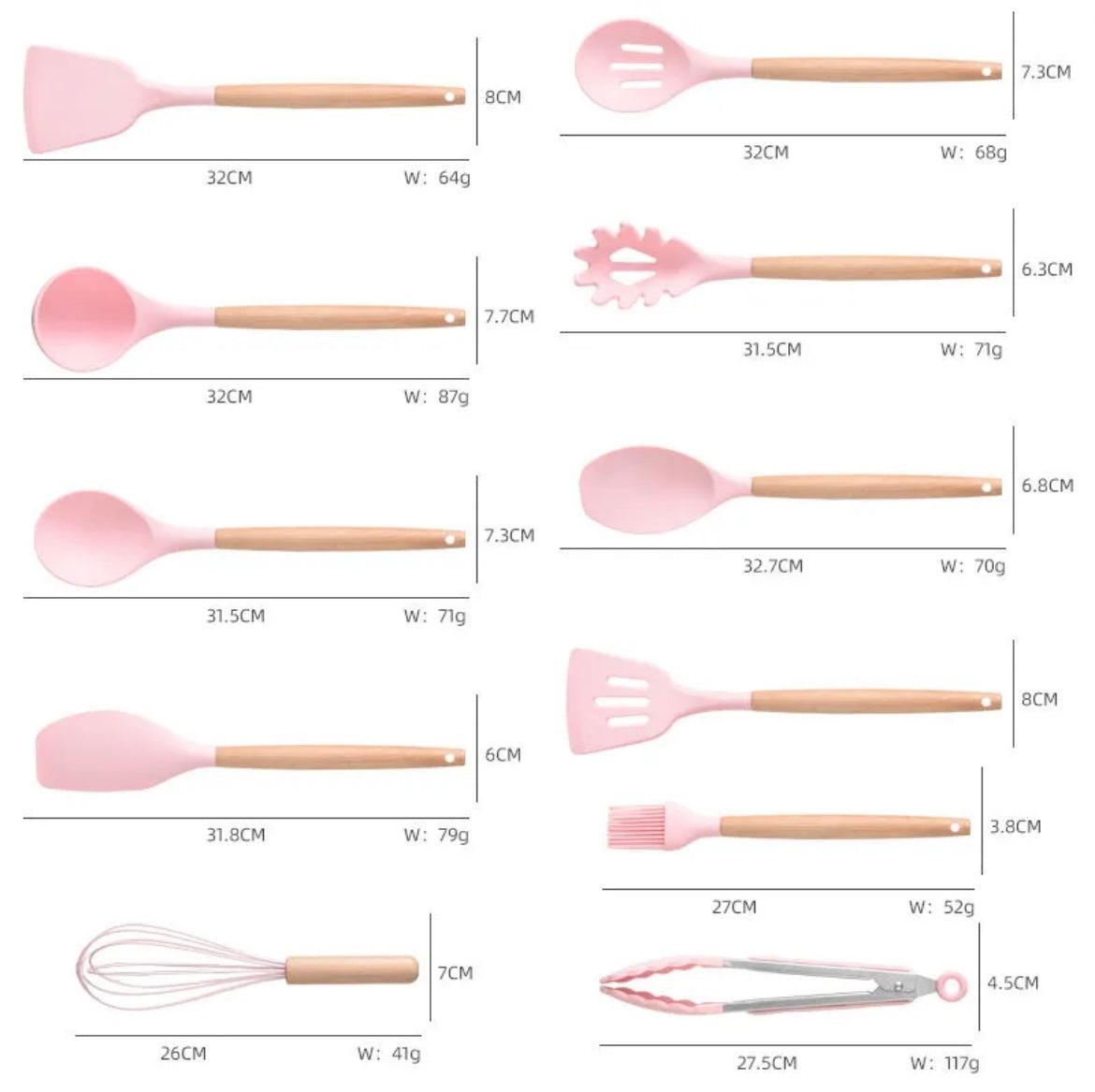 19Pcs Silicone Kitchen Utensils Set.