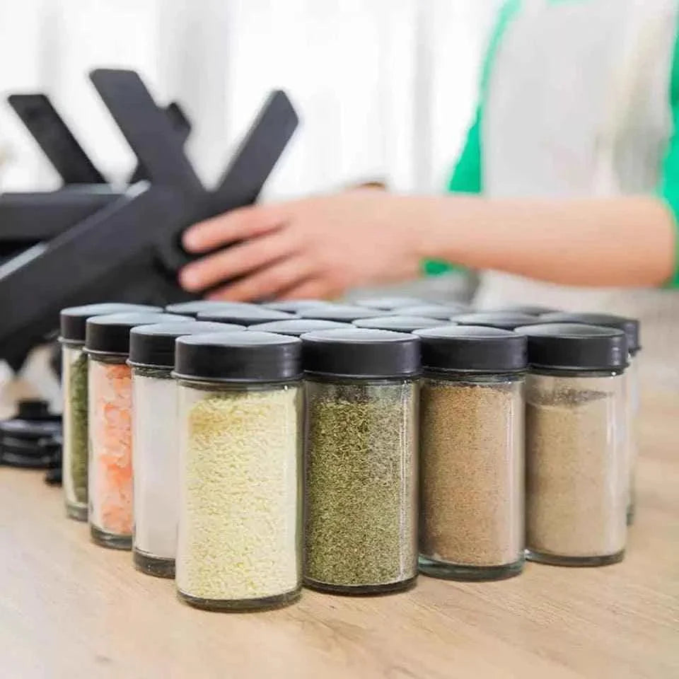 18-Piece Spice Jar Set with Rotating Rack.