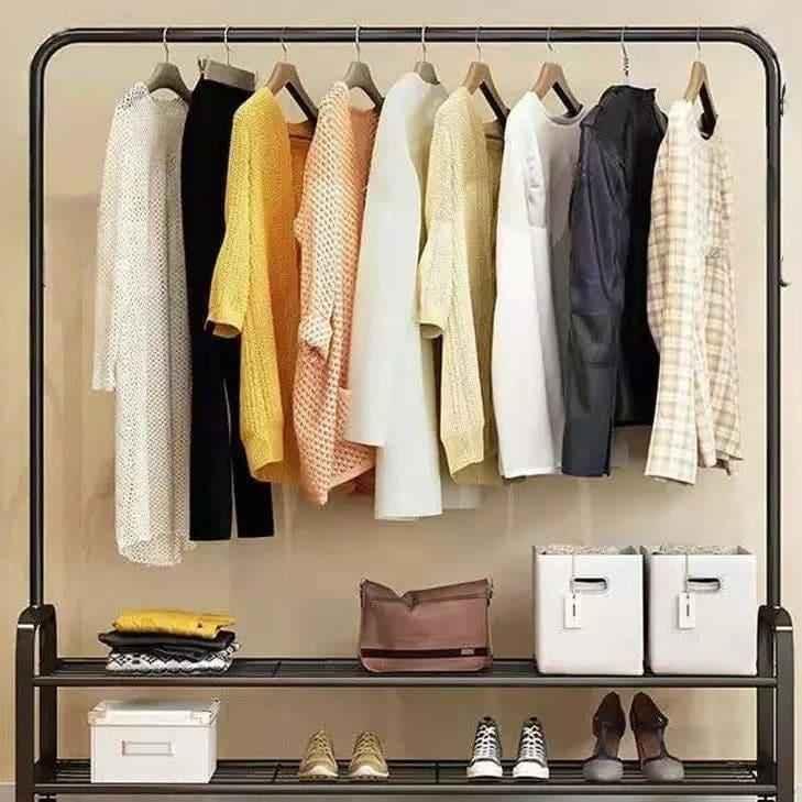 Stylish Iron Coat Rack Clothes Hanger, Floor Stand Drying Rack, Simple Clothes Storage Shelf.