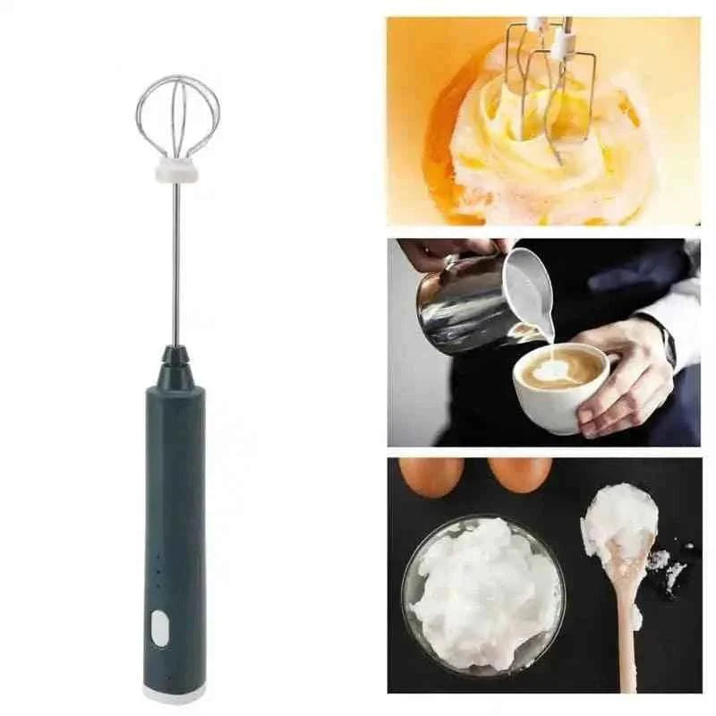 2 in 1 Portable USB Rechargeable Milk Frother and Egg Beater, Handheld Coffee Mixer and Kitchen Blender.