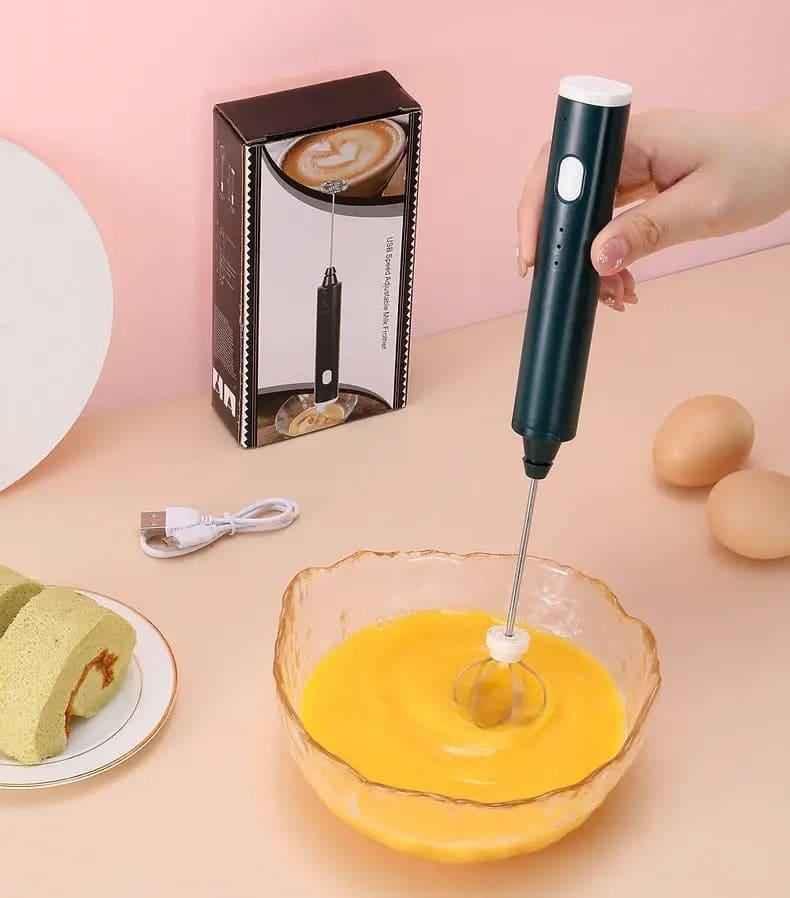 2 in 1 Portable USB Rechargeable Milk Frother and Egg Beater, Handheld Coffee Mixer and Kitchen Blender.