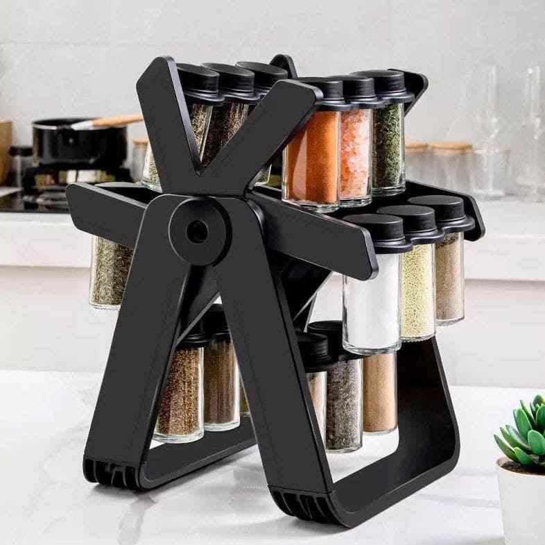 18-Piece Spice Jar Set with Rotating Rack.