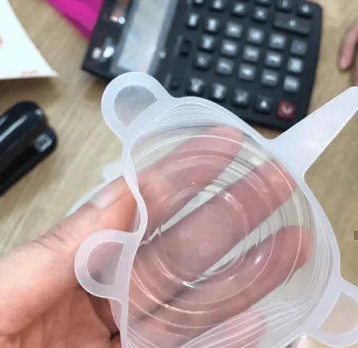 Pack Of 6 Round Silicone Stretch Lids, Transparent Silicone Food Sealing Cover, Reusable Durable Food Storage Covers for Bowls, Cups, Cans.