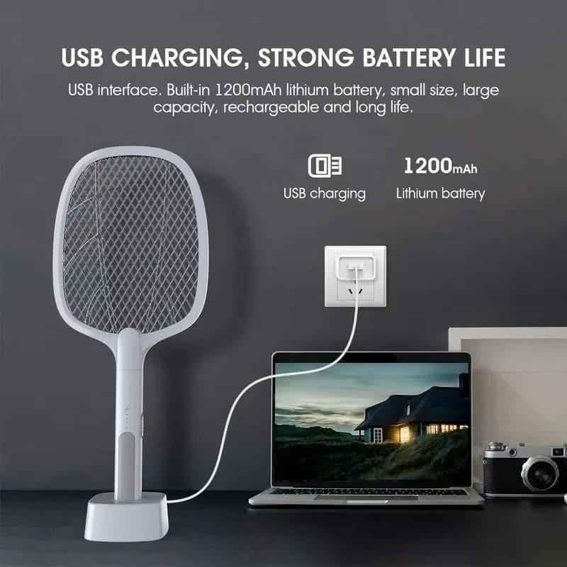2 in 1 Electric Rechargeable Mosquito Killer Racket Lamp.