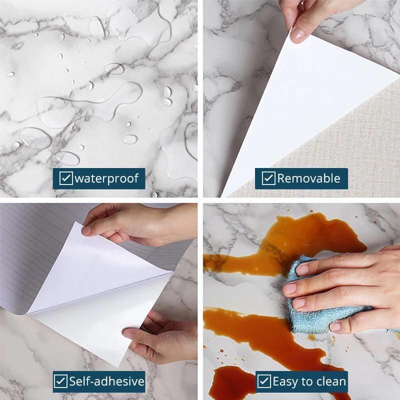 Self-Adhesive Marble-Style Wallpapers, Countertop Stickers for Kitchen Cabinets, and Furniture Decorative Marble Stickers.