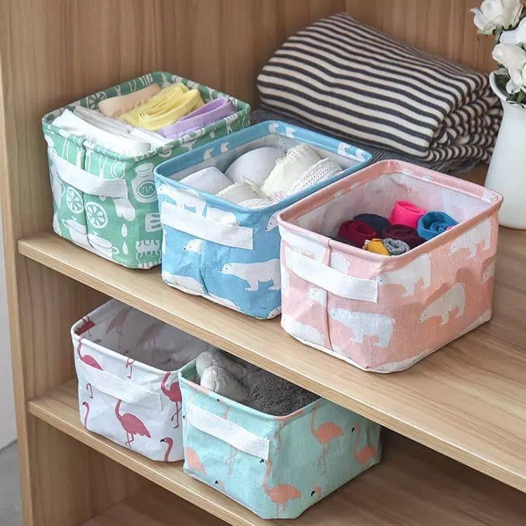 Mini Cotton Foldable Desktop Storage Basket.