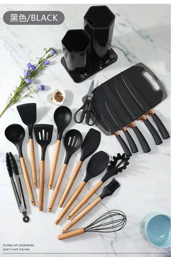 19Pcs Silicone Kitchen Utensils Set.