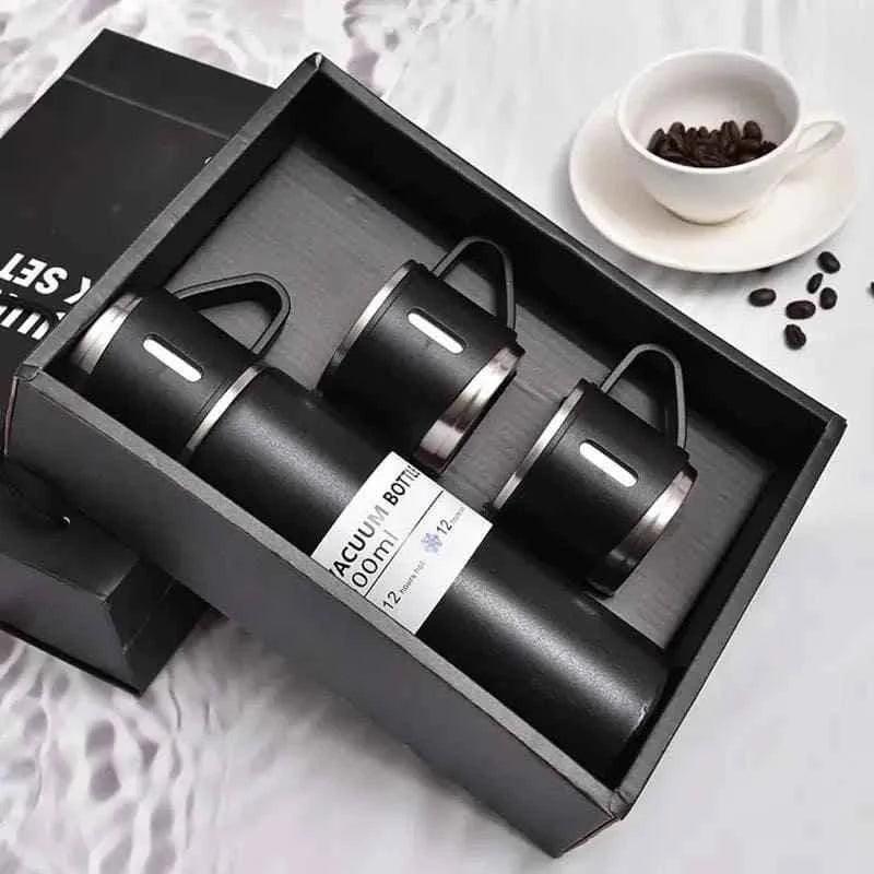 Stainless Steel Insulated Flask and Mug Set.