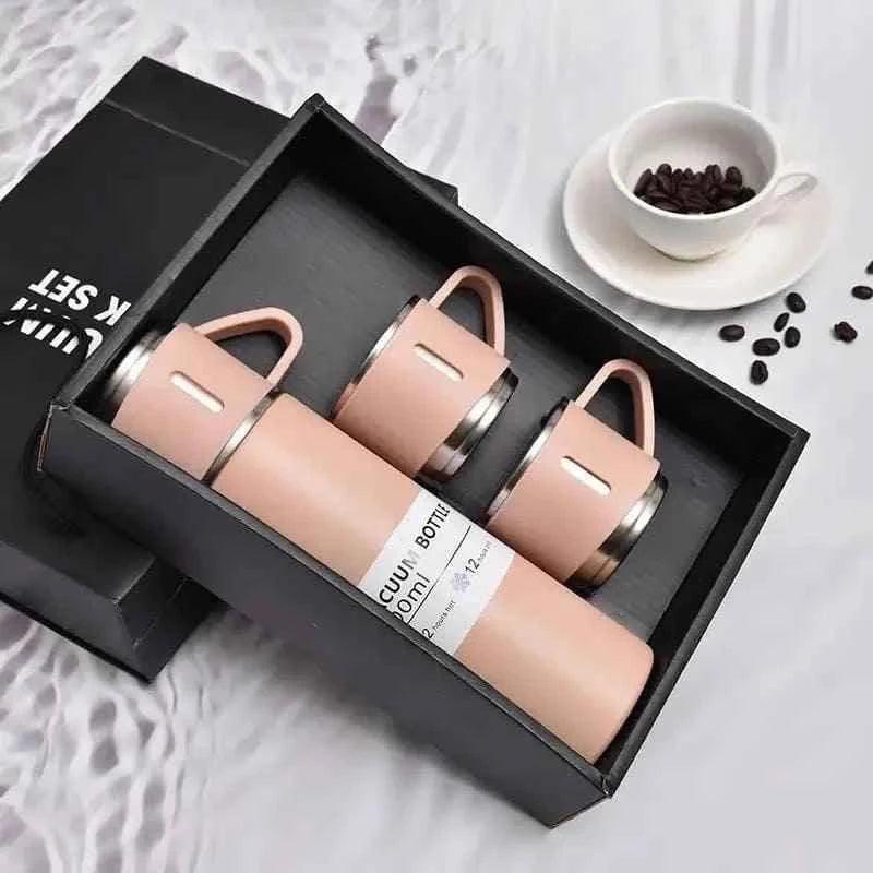 Stainless Steel Insulated Flask and Mug Set.
