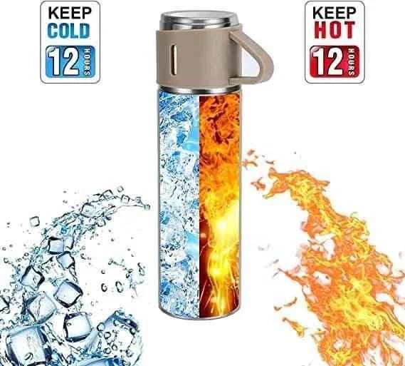 Stainless Steel Insulated Flask and Mug Set.