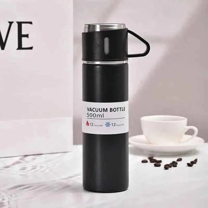Stainless Steel Insulated Flask and Mug Set.
