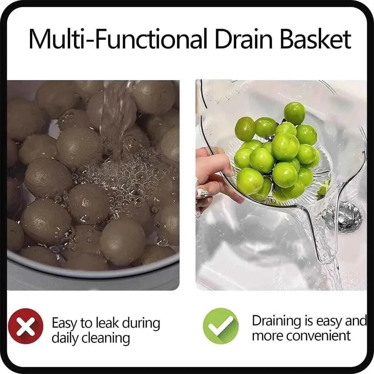 Multipurpose Drainage Vegetable/Fruits Acrylic Kitchen Basket