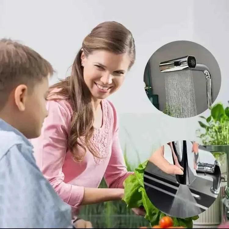 Multifunctional Kitchen Sink Waterfall Faucet Pressurized Bubbler Splash proof 4 Modes Spout Bathroom Basin Tap Extender Adapter.