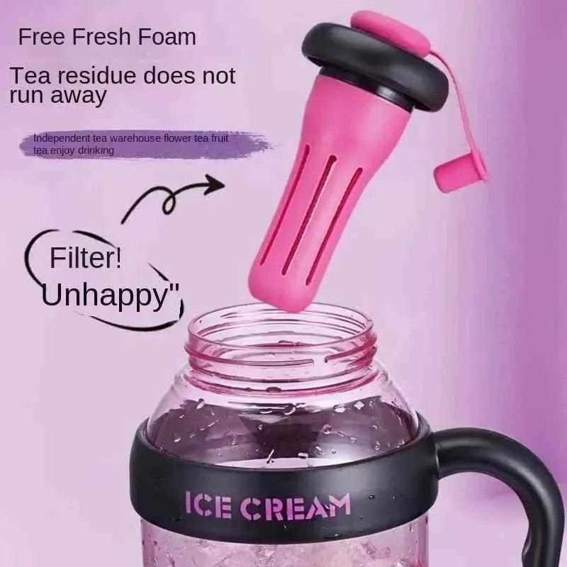 1200 ML Large Capacity Water Glass Bottle With Straw.