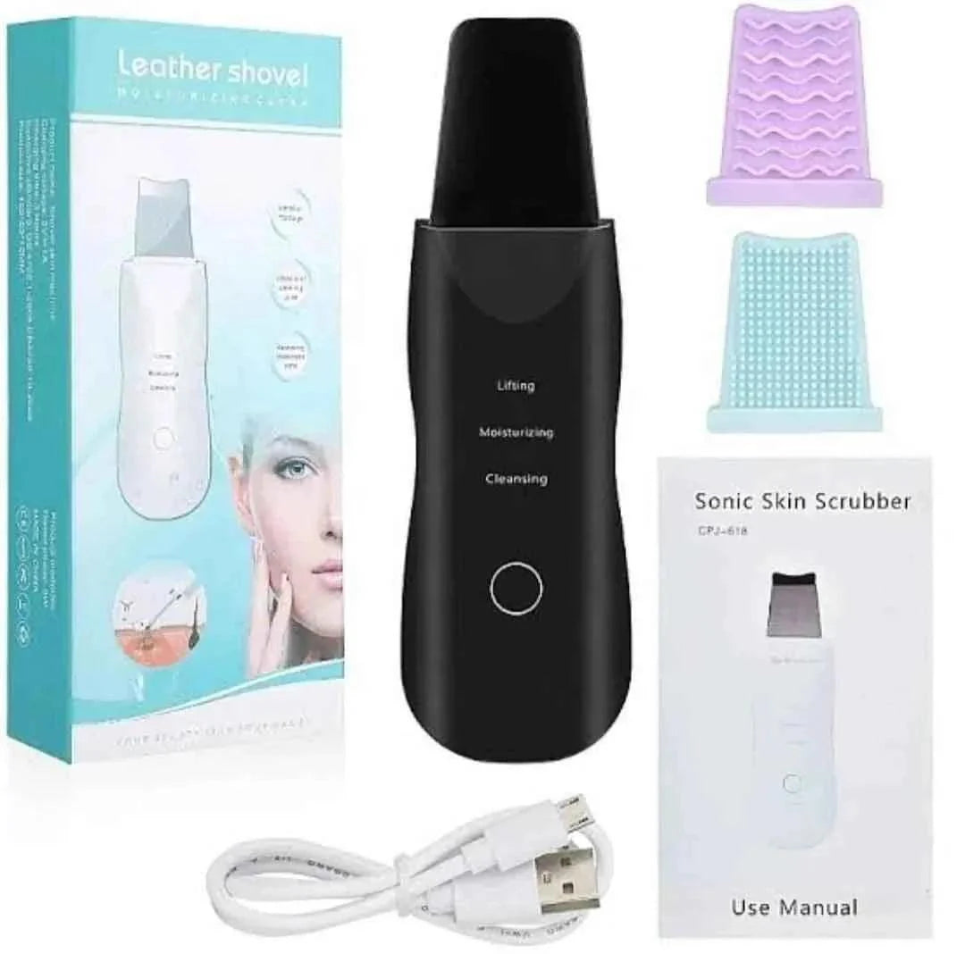 Ultrasonic Skin Scrubber, Deep Cleansing Facial Exfoliator, Vibrating Face Cleaner, Blackhead Extractor, Facial Massager with Ultrasonic Peeling, Cavita