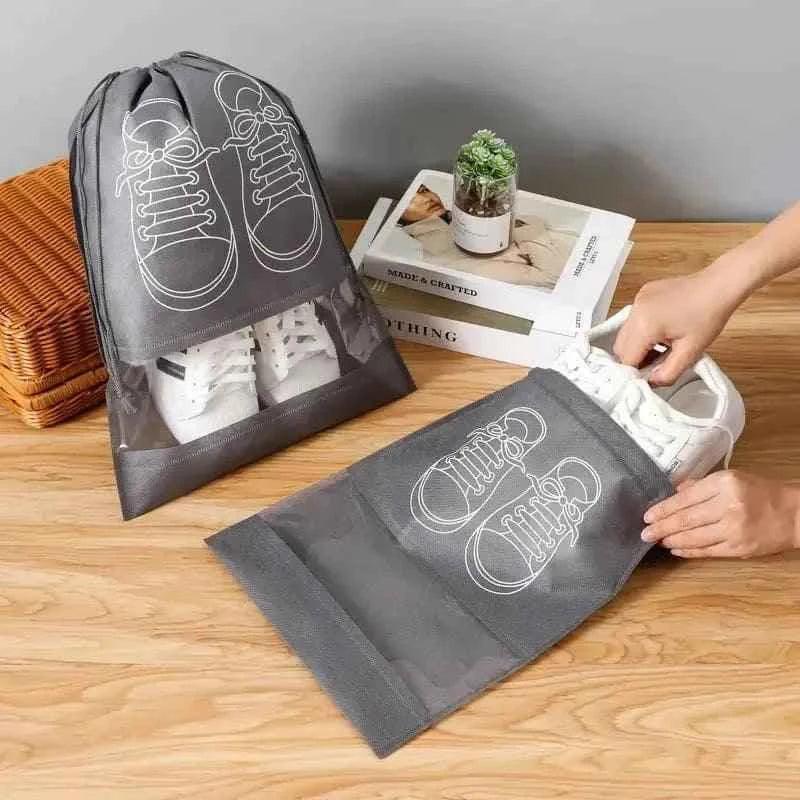 10 pieces Travel Shoe Pouch Grey colour Fabric Dustproof