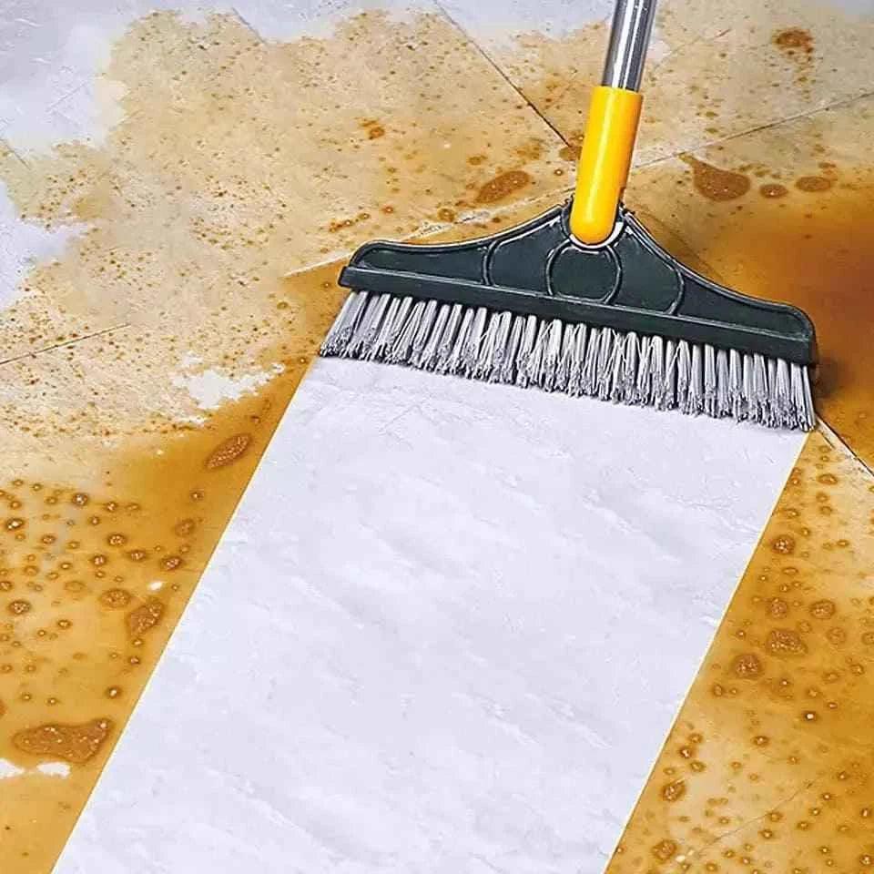 2 In 1 Floor Scrub Brush Cleaning Brush Long Handle Removable Universal Magic Broom Brush Squeegee Tile Kitchen Cleaning Tools.