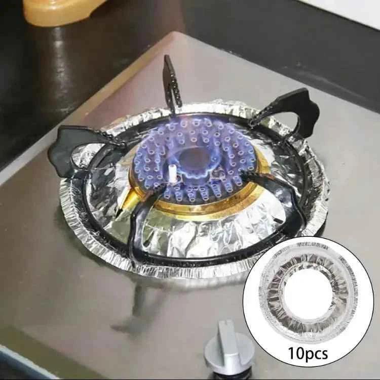 10pcs Stove Top Cover Aluminum Foil Stove Burner Reusable High Temperature Resistant Stove Protector for Clean