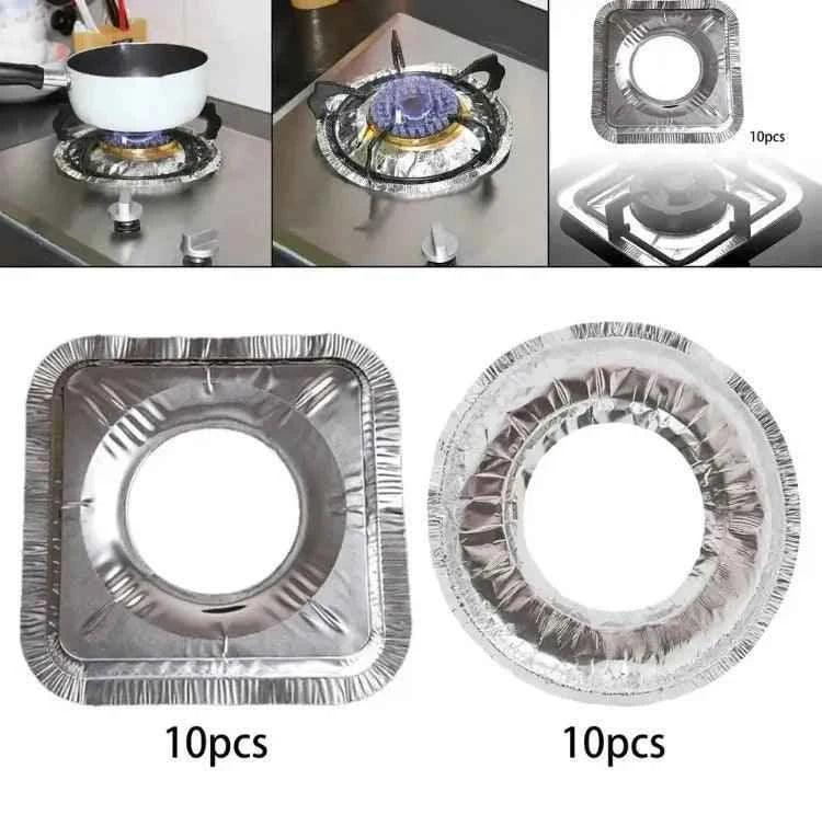 10pcs Stove Top Cover Aluminum Foil Stove Burner Reusable High Temperature Resistant Stove Protector for Clean
