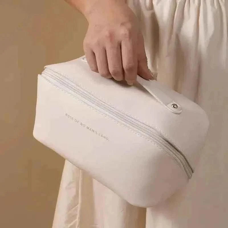 Classy Leather Cosmetic Bag, Portable Leather Makeup Pouch,