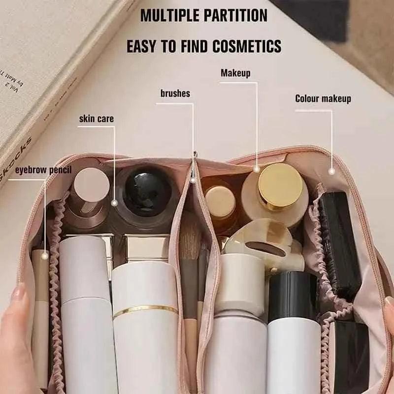 Classy Leather Cosmetic Bag, Portable Leather Makeup Pouch,