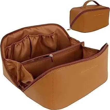 Classy Leather Cosmetic Bag, Portable Leather Makeup Pouch,